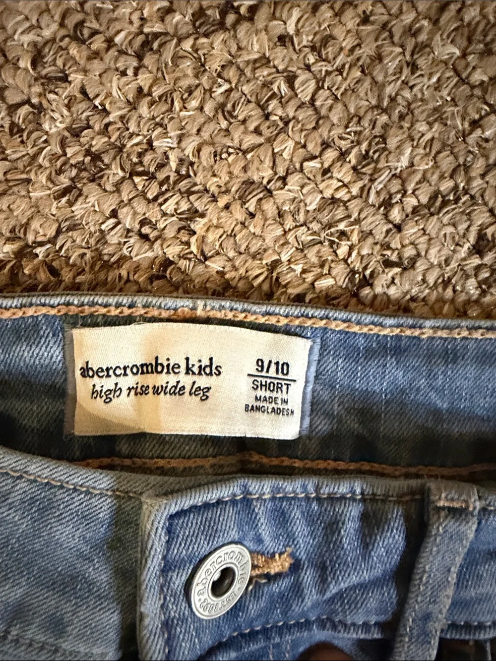 abercrombie kids Light Blue Embroidered high rise wide leg Jeans